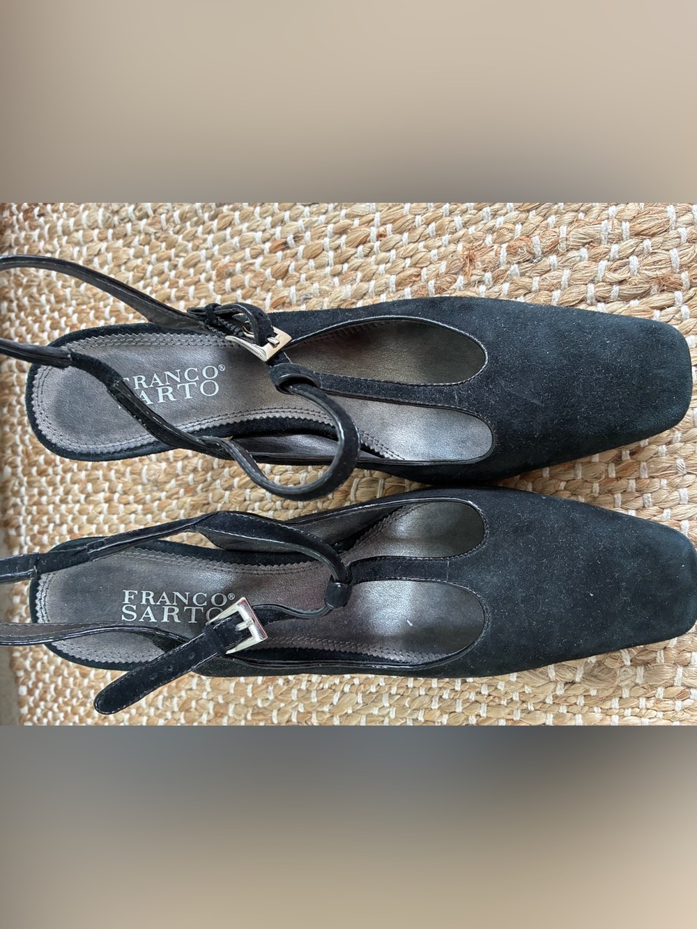 Franco Sarto Black Suede Slingback Pumps - Picture 2 of 4